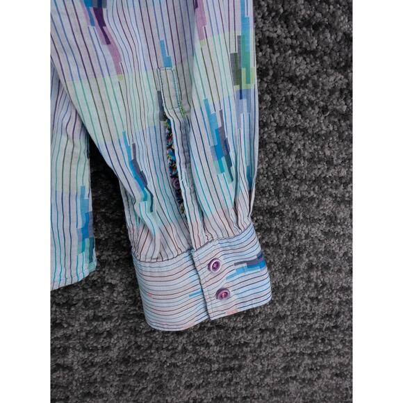 Robert Graham Shirt Mens XL Striped Geometric Print Long Sleeve Designer Casual - Picture 13 of 15